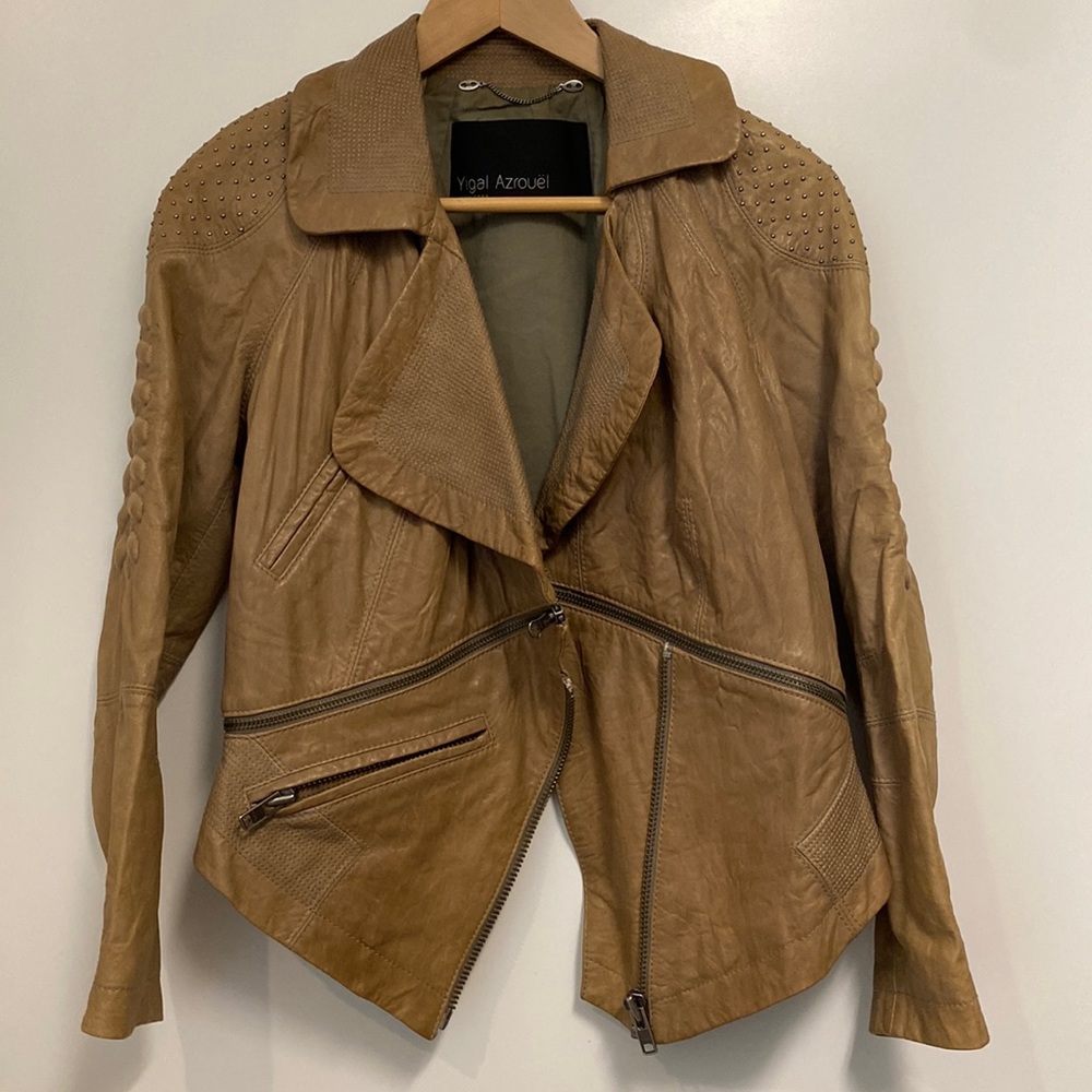Yigal Azrouel moto jacket with removable layer to become a crop jacket! Size 4